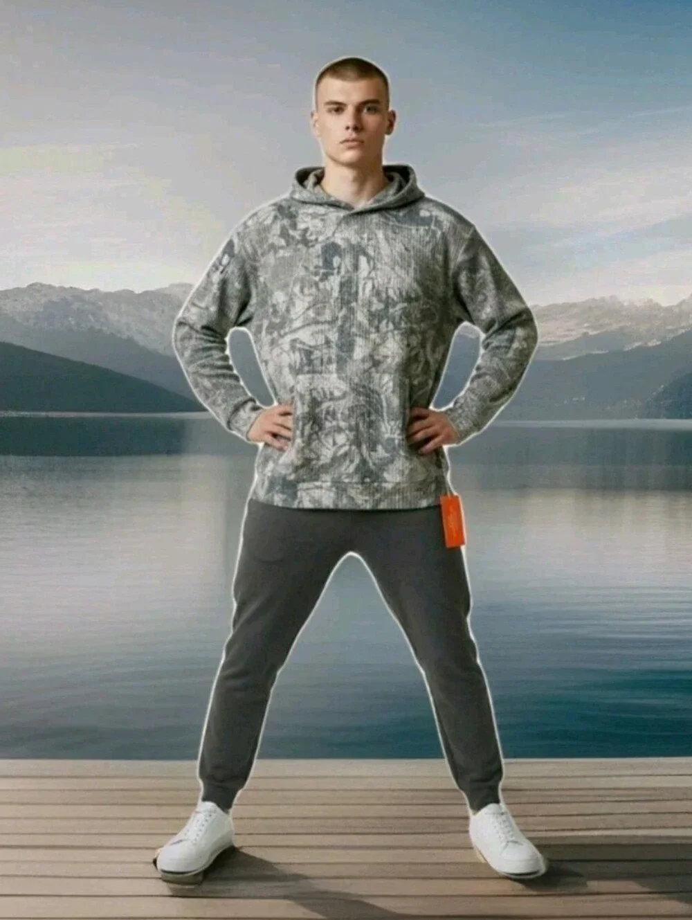 NEGATIVE SPACE: MEN'S: WAFFLE KNIT: CAMO: HOODIE: SIZE: XL: BRAND NEW